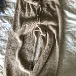 Aerie Cozy Knit Tan Lounge Pants